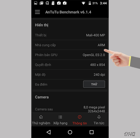 Th&ocirc;ng tin hiển thị camera